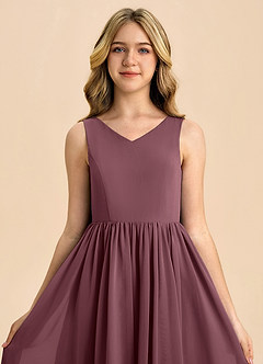 Azazie Hathaway Junior Sangria A-Line Bow Chiffon Dress image6
