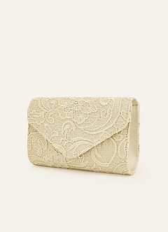 front Lace Embroidered Envelope Clutch Bag