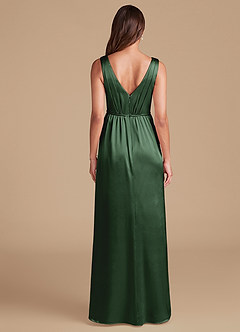 Azazie Tanicia Bridesmaid Dresses Eucalyptus A-Line Pleated Metallic Satin Dress image6