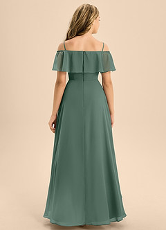 Azazie Maggie Junior Sea Moss A-Line Off the Shoulder Chiffon Dress image6