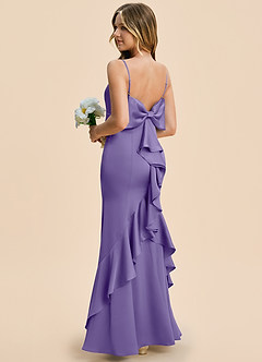 Azazie Lioren Junior Tahiti Sheath Bow Stretch Satin Dress image4