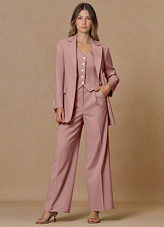 front Rowan Rosa Polverosa Blazer Performance in tessuto raffinato