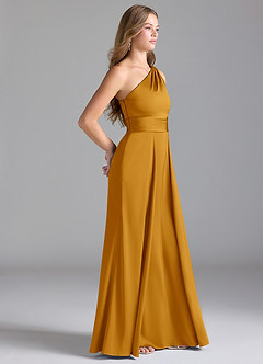 Azazie Dallas Jurken voor bruidsmeisjes Jurk van Stretch Satijn met A-Lijn One-Shoulder Boterbabbelaar image4