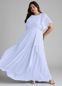 Azazie Aaliyah Modest Bridesmaid Dresses A-Line Scoop Pleated Chiffon Floor-Length Dress image8