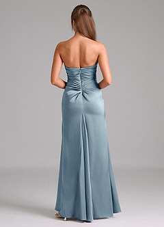 Azazie Lucille Vestidos de damas de honor Vestido de Azul Polvoriento de Satén Elástico de Corte Sirena Convertible con Sin tirantes image2