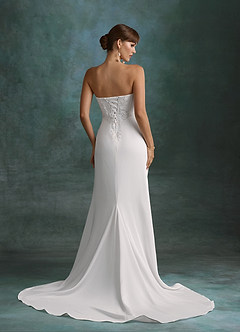 Azazie Shera Hochzeitskleider A-Linie Schulterfrei Satin mit Krepprücken Kleid Diamantweiß image2