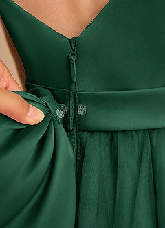 Azazie Patootie vestidos de niña de las flores Vestido de Verde Oscuro de Tul de Corte En A con Tirante Espagueti image7