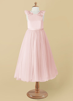 Azazie Dolly Flower Girl Dresses Blushing Pink A-Line Bow Tulle Dress image7