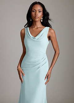 Azazie Linelle Bridesmaid Dresses Mist Mermaid Pleated Chiffon Dress image3