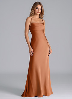 Azazie Seema Abiti da Damigella Abito Sirena in Raso Elasticizzato Corsetto Rame image1