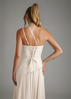 Azazie Holly Bridesmaid Dresses White Alabaster A-Line Corset Chiffon Dress image8