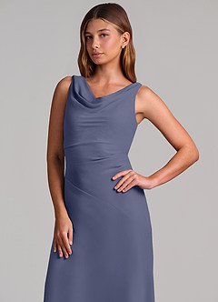 Azazie Nerine Brudtärnklänningar Klä av A-Linje i Chiffong Plisserad Stormig image6