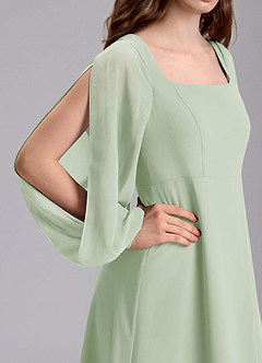 Azazie Bondi Junior Abito A-Line in Chiffon Blusa Verde Salvia image8