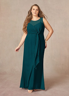Azazie Marchioness Mother of the Bride Dresses Pine A-Line Scoop Pleated Chiffon Dress image7