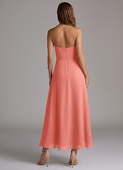 Azazie Wren Bridesmaid Dresses Salmon Pink A-Line Strapless Chiffon Dress image4
