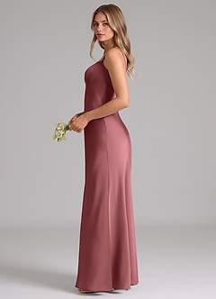 Azazie Suttona Vestidos de damas de honor Vestido de Amatista de Satén Elástico de Corte en A con Plisado image5