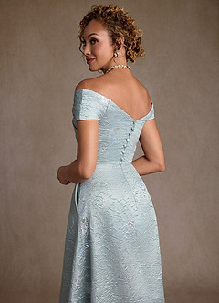 Azazie Lacey Mother of the Bride Dresses Agave Jacquard A-Line Off the Shoulder Floral Jacquard Dress image6