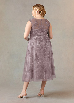 Azazie Flynn Abiti per la Madre della Sposa Abito A-Line in Tulle in Pizzo con Scollo a Barca Dusk image9