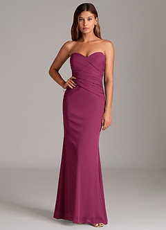 Azazie Katelyn Bridesmaid Dresses Mulberry Sheath Strapless Mesh Convertible Dress image5