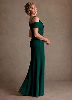 Azazie Rachael Mère de la mariée Robes Robe Fourreau en Crêpe Élastique Épaule décolletée Vert Pin image5