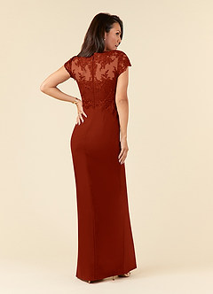 Azazie Carmen Mother of the Bride Dresses Rust Sheath Lace Dress image3