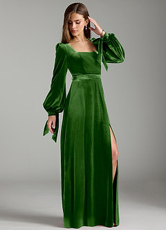 Azazie Leonia Bridesmaid Dresses Ivy A-Line Long Sleeve Velvet Dress image4