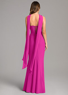 Azazie Sorrel Vestidos de damas de honor Vestido de Fucsia de Gasa de Corte Sirena con Corsé image5