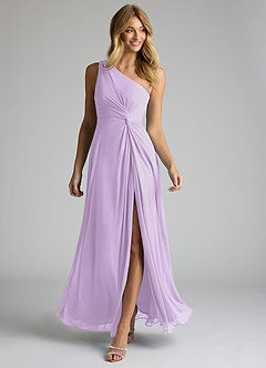 Azazie Brooke Jurken voor bruidsmeisjes Jurk van Mesh met A-Lijn One-Shoulder Lila image2