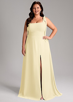 Azazie Debra Bridesmaid Dresses Lemon Sorbet A-Line with Pockets Chiffon Convertible Dress image11