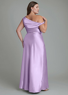 Azazie Emerson Bridesmaid Dresses Lilac Mermaid Off the Shoulder Metallic Satin Dress image9