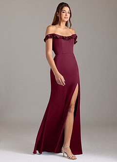 Azazie Callie Robes de demoiselle d'honneur Robe Trapèze Convertible en Satin extensible Rayé Mûre image6