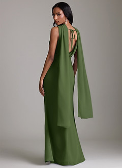 Azazie Linelle Bridesmaid Dresses Olive Mermaid Pleated Chiffon Dress image10