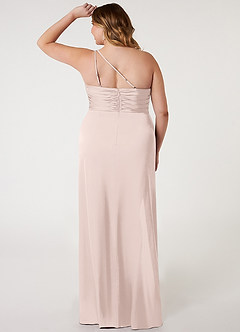 Azazie Eren Bridesmaid Dresses Blushing Pink Mermaid One Shoulder Stretch Satin Dress image9