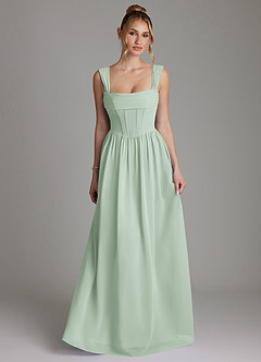 Azazie Caterina Bridesmaid Dresses Agave A-Line Corset Chiffon Dress image4