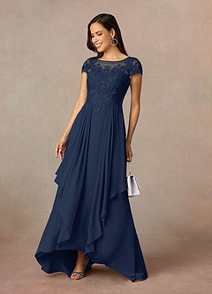 Azazie Lunda Kleider für die Brautmutter A-Linie Spitze Chiffon Kleid Dunkelmarine image2