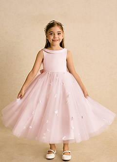 Azazie Angel vestidos de niña de las flores Vestido de Rosa Rubor de Tul de Princesa con Lazo image3