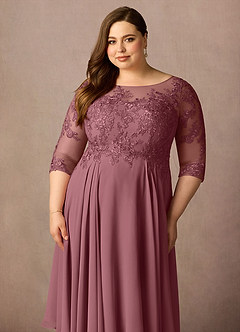 Azazie Marge Kleider für die Brautmutter A-Linie Schaufel Spitze Chiffon Kleid Wüstenrose image11