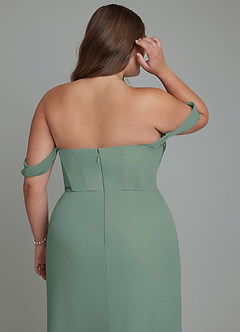 Azazie Johana Bridesmaid Dresses Eucalyptus Mermaid Off the Shoulder Chiffon Convertible Dress image14