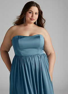 Azazie Morana Final Sale Bermuda A-Line Off the Shoulder Stretch Satin Convertible Dress image19