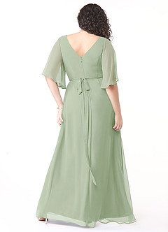Azazie Cierra Bridesmaid Dresses Dusty Sage A-Line V-Neck Chiffon Dress image10