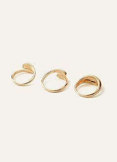 front Three-Piece Sculptural Ring Set