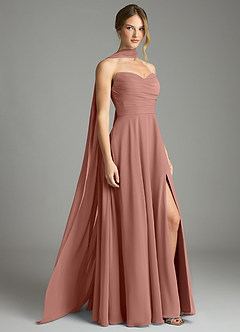 Azazie Ayla Abiti da Damigella Abito A-Line in Chiffon Scollo a Cuore Cedro Rosa image2