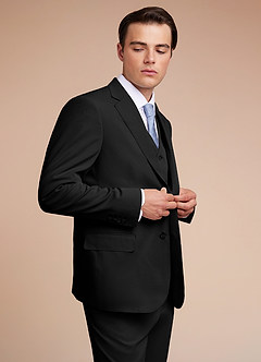 front Carter Black Cotton Linen Blend Suit Jacket