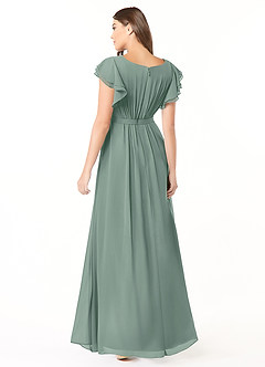 Azazie Daphne Modest Bridesmaid Dresses A-Line Ruffled Chiffon Floor-Length Dress image2