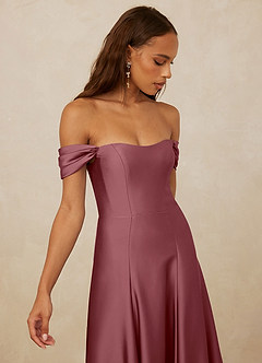 Christian Siriano Bridal for Azazie 1002 Bridesmaid Dresses Desert Rose A-Line Off the Shoulder Stretch Satin Convertible Dress image4