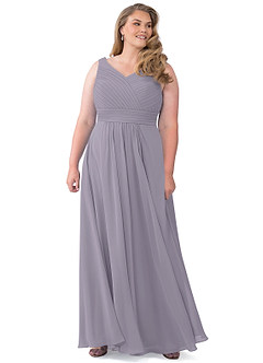Azazie Pierrette Bridesmaid Dresses Fog A-Line Pleated Chiffon Dress image50