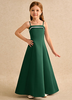 Azazie Izel Girls Formal Flower Girl Klänningar Klänning A-Line i Matt satäng Plisserad image5