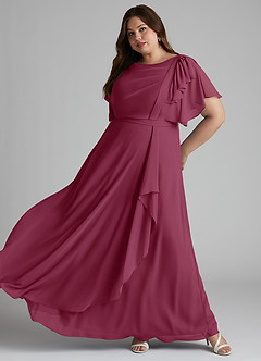 Azazie Aaliyah Modest Bridesmaid Dresses A-Line Scoop Pleated Chiffon Floor-Length Dress image8