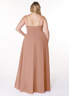 Azazie Moira Bridesmaid Dresses Champagne Rose A-Line Scoop Chiffon Dress image9