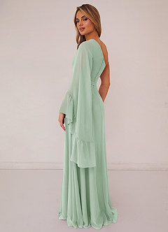 Barbie ♥ Azazie Bridesmaid Dresses Agave A-Line Long Sleeve Chiffon Dress image2